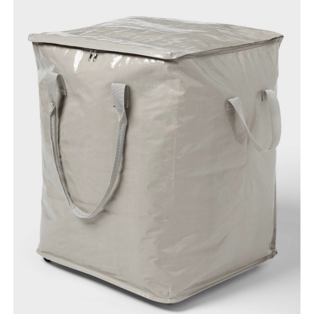 NEW Brightroom Foldable Rolling Storage Bag XL Gray Wheels 100lb Collapse Tote